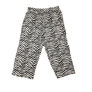 NWOT Tahari‎ 100% Linen Zebra Print Cropped Wide-Leg Pants - Size XL